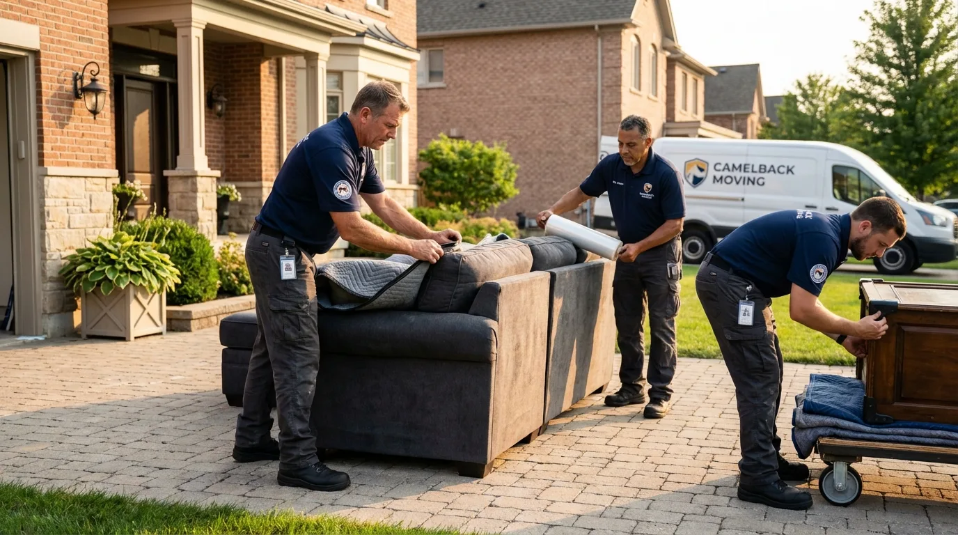 Large estate moving crew wrapping furniture in Fort Atkinson, WI