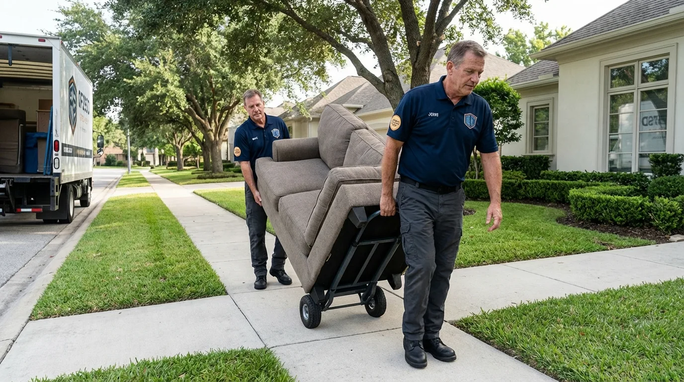 Local residential moving crew loading furniture in Fort Atkinson, WI